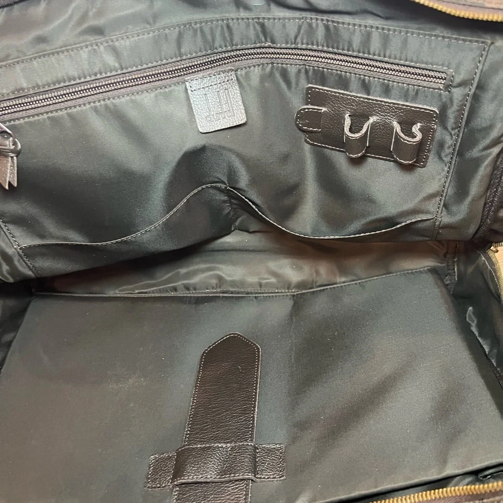 Dunhill Brown and Black Messenger Bag with Monogram Design